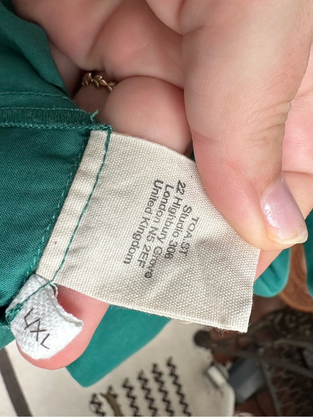 Toast Green Teal Cotton Lightweight Dress Size L/XL - Picture 10 of 10